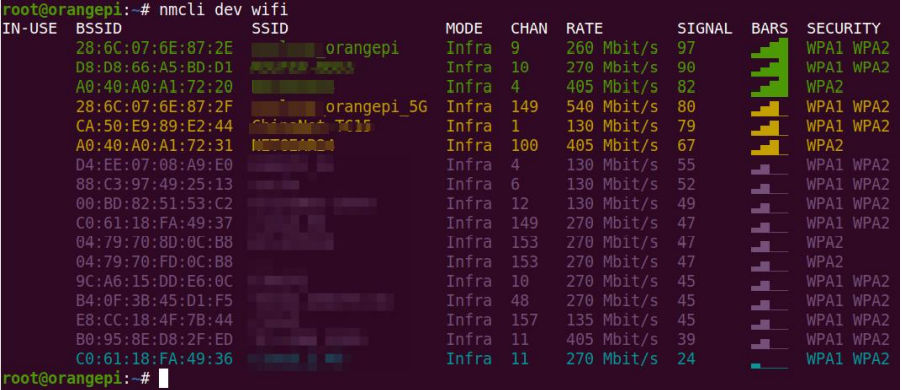 Список доступных сетей Wi-Fi
