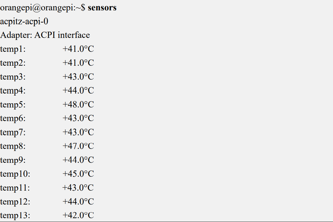 Вывод результата команды sensors